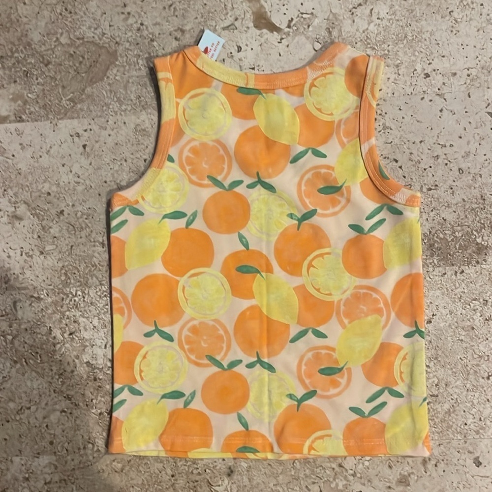 💕 Mix & Match 3 / $15 NWT Cat & Jack Girls Orange & Lemon Tank Top - Picture 3 of 4